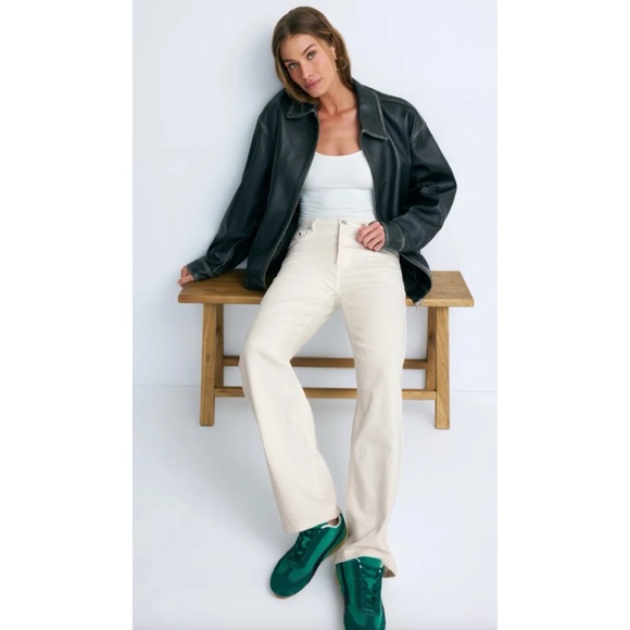 PARKE Denim - Parke Ecru Cream Straight Leg Jeans Size 25 High Rise Minimalist Neutral Denim